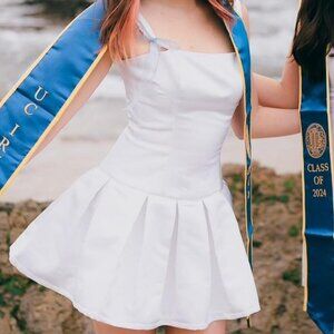 handmade white satiny mini dress